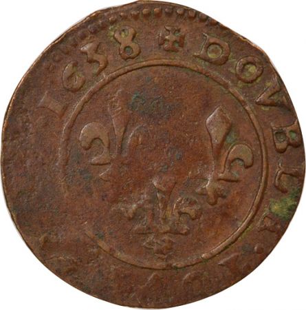 France Louis XIII - Double Tournois - 1638 Vallée-du-Rhône