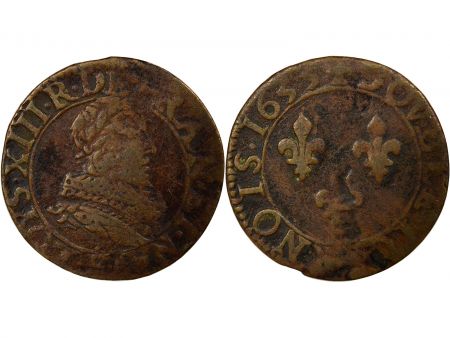 France Louis XIII - Double Tournois, 1er Type - 1633 E Tours