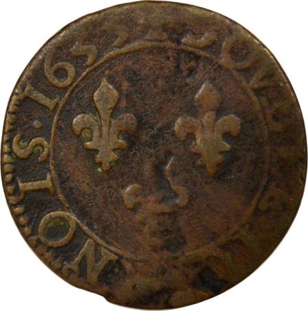 France Louis XIII - Double Tournois, 1er Type - 1633 E Tours