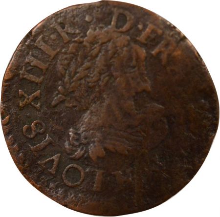 France Louis XIII - Double Tournois, Type 14 - 1638 H La Rochelle