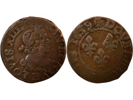 France Louis XIII - Double Tournois, Type 19 - 1639 E Tours