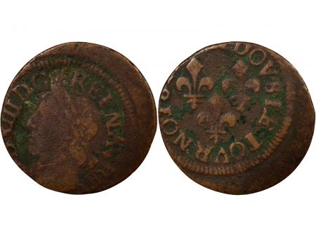 France Louis XIII - Double Tournois, Type de Warin, en Latin - 1642 / 1643 A Corbeil