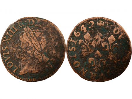 France Louis XIII - Double Tournois, Type de Warin, Français - 1642