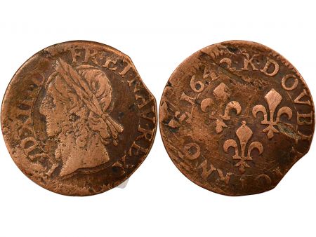 France Louis XIII - Double Tournois, Type de Warin, Latin - 1642 K Bordeaux