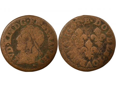 France Louis XIII - Double Tournois, Type de Warin, légende latine - 1643 E Tours