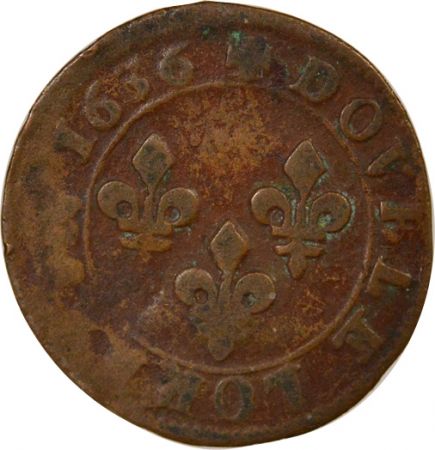 France Louis XIII - Double Tournois Lorrain, Type 8 - 1636 Stenay