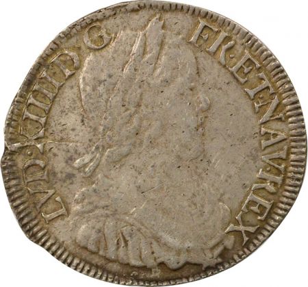 France Louis XIV - 1/2 Ecu Argent, à la Mèche Longue - 1651 L Bayonne