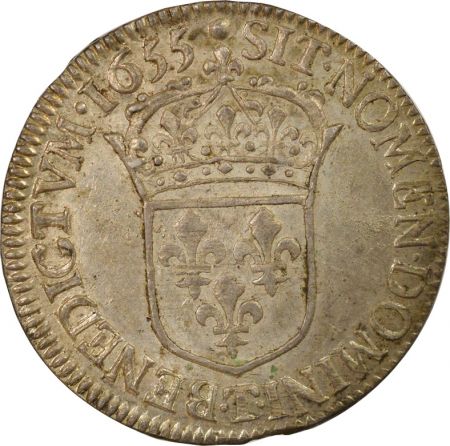 France Louis XIV - 1/2 Ecu Argent, à la Mèche Longue - 1655 T Nantes