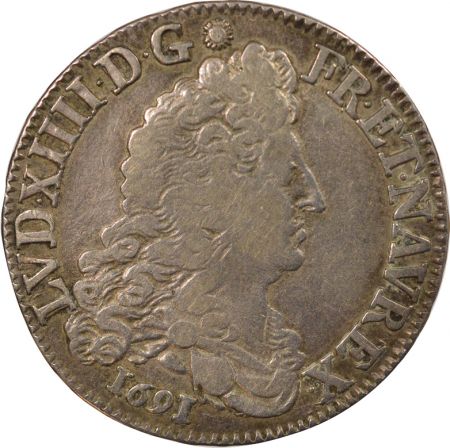 France Louis XIV - 1/2 Ecu Argent, aux Huit L - 1691 Y Bourges