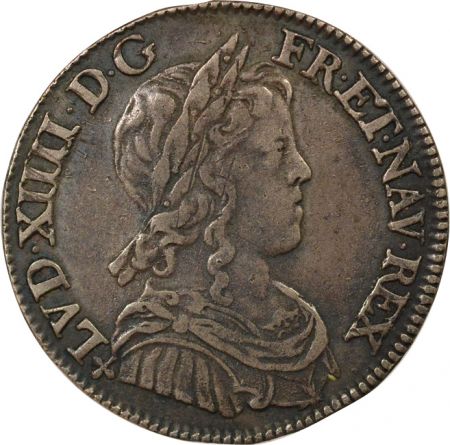 France Louis XIV - 1/4 Ecu Argent, à la Mèche Longue - 1648 F Angers R3