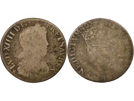 France Louis XIV - 1/4 Ecu Argent, à la Mèche Longue - 1654 T Nantes R5