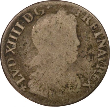 France Louis XIV - 1/4 Ecu Argent, à la Mèche Longue - 1654 T Nantes R5