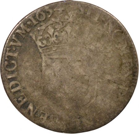 France Louis XIV - 1/4 Ecu Argent, à la Mèche Longue - 1654 T Nantes R5