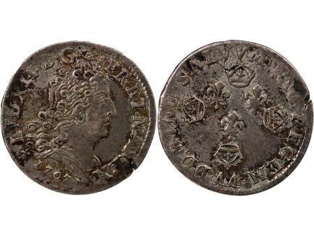 France LOUIS XIV - 10 SOLS AUX QUATRE COURONNES 1707 AA METZ