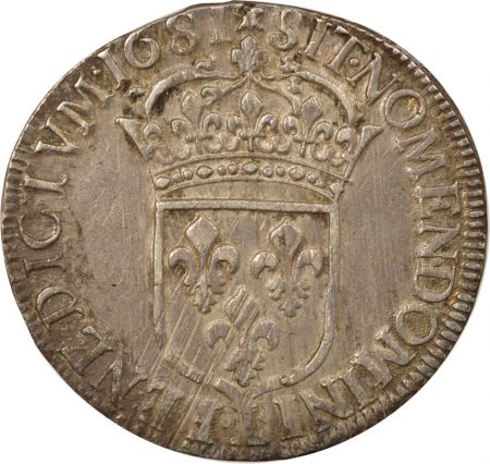 France Louis XIV - Ecu Argent, A la Cravate, 4e Buste - 1681 L Bayonne