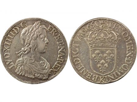 France Louis XIV - Ecu Argent, à la Mèche Longue - 1650 K Bordeaux