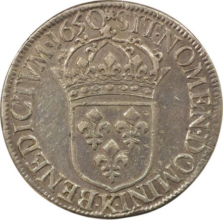 France Louis XIV - Ecu Argent, à la Mèche Longue - 1650 K Bordeaux