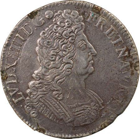 France Louis XIV - Ecu Argent, aux Insignes - 1702 T Nantes, Réformé