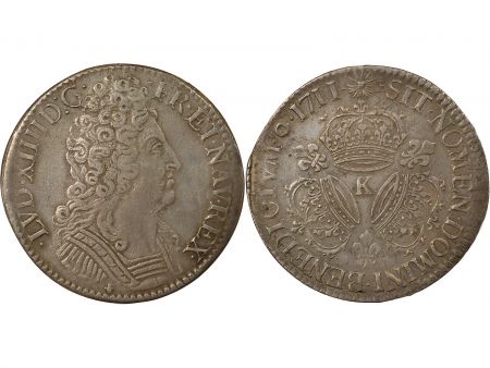 France Louis XIV - Ecu Argent, aux Trois Couronnes - 1711 K Bordeaux