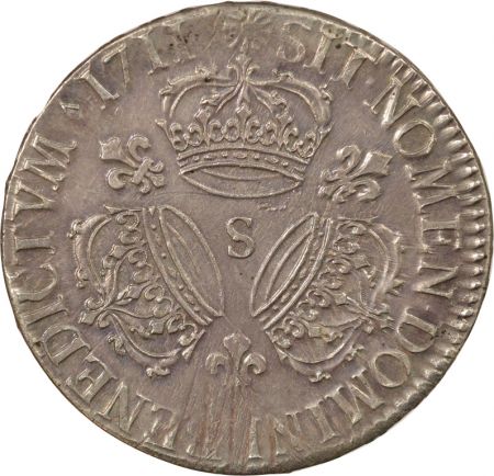 France Louis XIV - Ecu Argent, Aux Trois Couronnes - 1711 S Reims