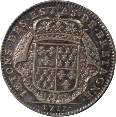 France Louis XIV - Jeton Argent, Etats de Bretagne - 1711 Dinan