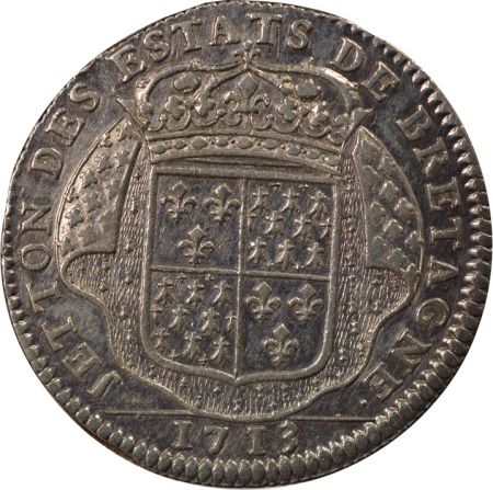 France Louis XIV - Jeton Argent, Etats de Bretagne - 1713 Dinan