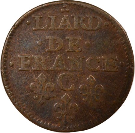 France Louis XIV - Liard au Buste Juvénile - 1655 C Caen