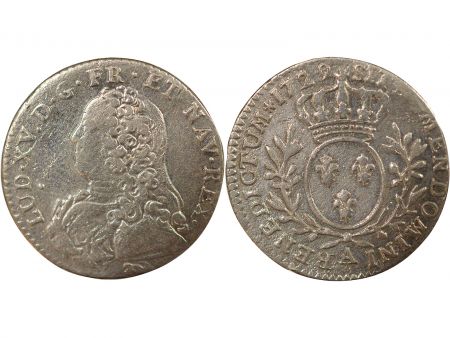 France Louis XV - 1/10 Ecu Argent, au Buste habillé - 1729 A Paris