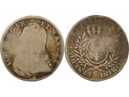 France Louis XV - 1/2 Ecu Argent, au Buste habillé - 1733 C Caen