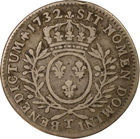 France Louis XV - 1/2 Ecu Argent aux Rameaux d\'Olivier - 1732 T Nantes R4