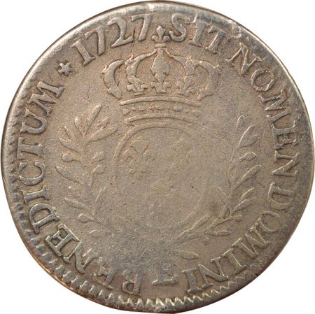 France Louis XV - 1/5 Ecu Argent, au Buste habillé - 1727 E Tours