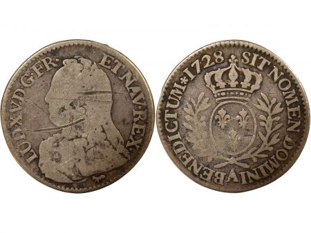 France Louis XV - 1/5 Ecu Argent, au Buste habillé - 1728 A Paris