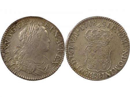 France Louis XV - Ecu Argent, de Navarre - 1718 B Rouen