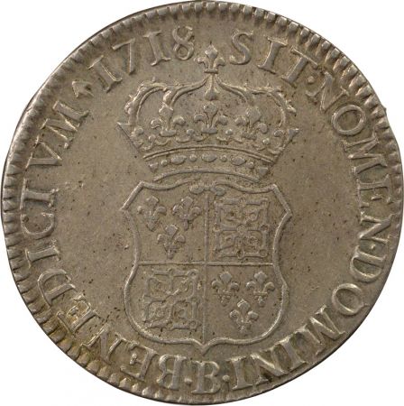 France Louis XV - Ecu Argent, de Navarre - 1718 B Rouen