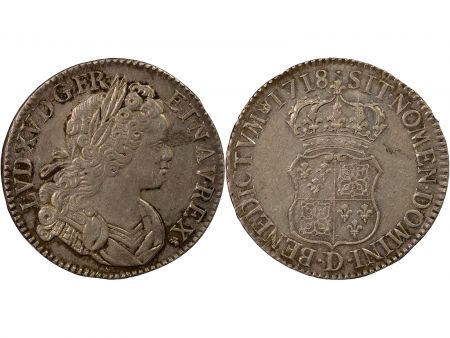 France Louis XV - Ecu Argent, de Navarre - 1718 D Lyon