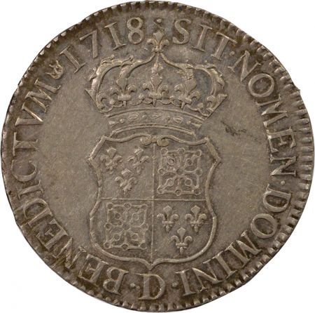 France Louis XV - Ecu Argent, de Navarre - 1718 D Lyon