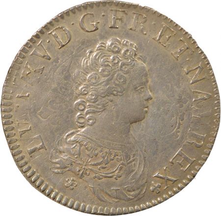 France Louis XV - Ecu Argent, Vertugadin - 1716 A Paris réformé