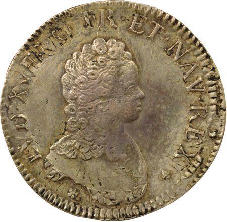 France Louis XV - Ecu Argent, Vertugadin - 1716 K Bordeaux réformé