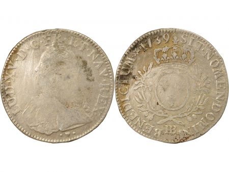 France Louis XV - Écu Argent aux Rameaux d\'Olivier - 1739 BB Strasbourg