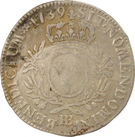 France Louis XV - Écu Argent aux Rameaux d\'Olivier - 1739 BB Strasbourg