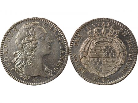 France Louis XV - Jeton Argent, Etats de Bretagne - 1742 Rennes