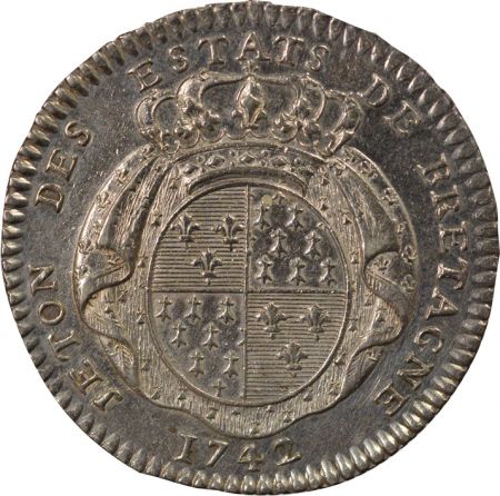 France Louis XV - Jeton Argent, Etats de Bretagne - 1742 Rennes