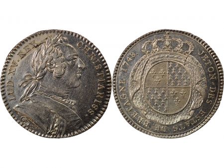 France Louis XV - Jeton Argent, Etats de Bretagne - 1748 Rennes