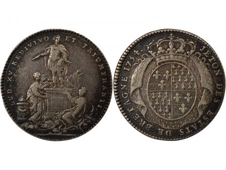 France Louis XV - Jeton Argent, Etats de Bretagne - 1754 Rennes