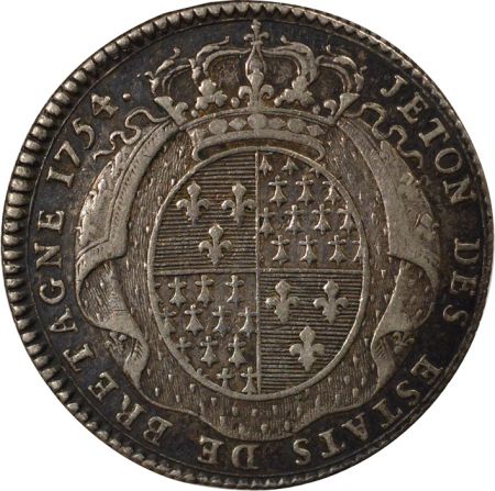 France Louis XV - Jeton Argent, Etats de Bretagne - 1754 Rennes