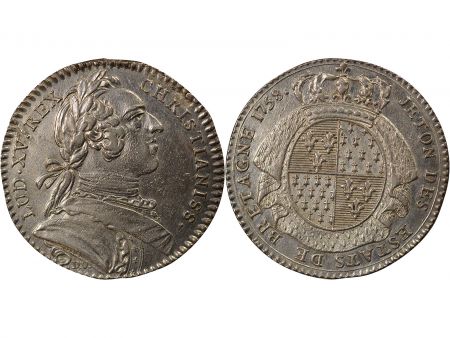 France Louis XV - Jeton Argent, Etats de Bretagne - 1758 Saint Brieuc