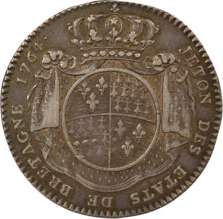 France Louis XV - Jeton Argent, Etats de Bretagne - 1764 Rennes