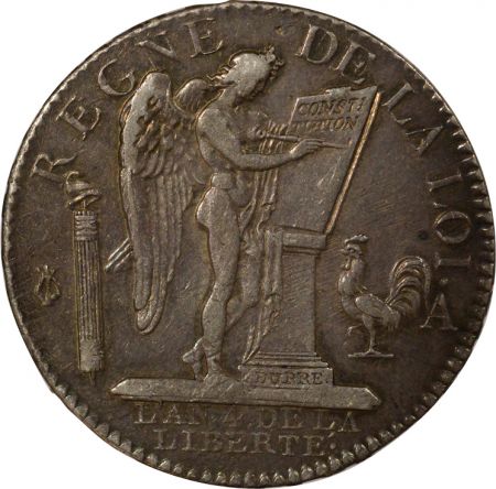 France Louis XVI - 1/2 Ecu Constitutionnel Argent - 1792 A Paris