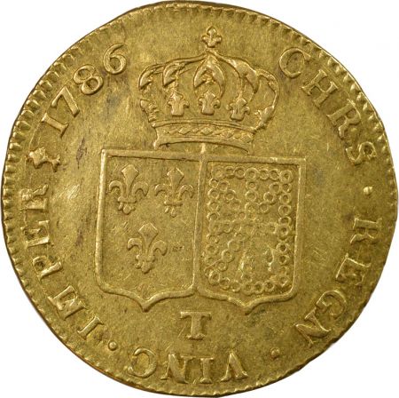 France Louis XVI - Double  Louis d\'Or, Tête nue - 1786 T Nantes