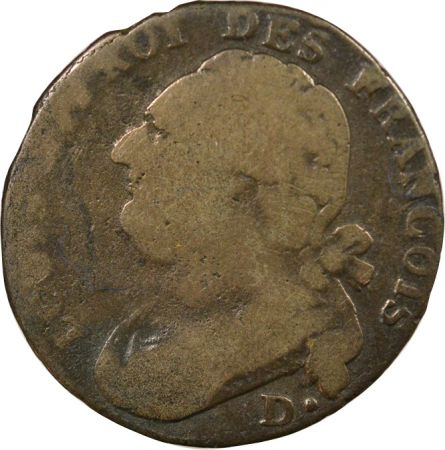 France Louis XVI, Constitution - 12 Deniers au Faisceau - 1793 D. Dijon